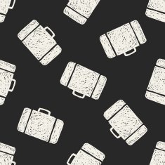 Briefcase doodle seamless pattern background N2