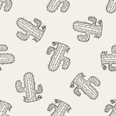 Cactu doodle seamless pattern background