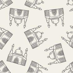 castle doodle seamless pattern background