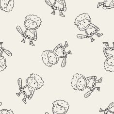 caveman doodle seamless pattern background