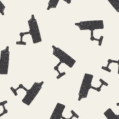 cctv doodle seamless pattern background