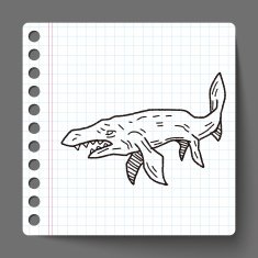 fish dinosaur doodle N4