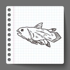 fish dinosaur doodle N6
