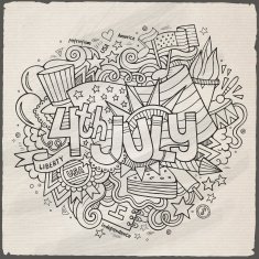 4th July Independence Day hand lettering and doodles elements N2