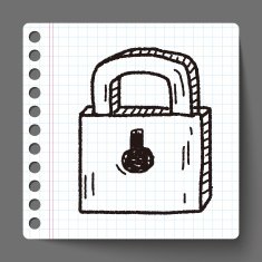 lock doodle drawing N6