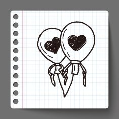 love balloon doodle