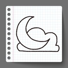 moon and cloud doodle drawing N5