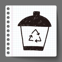 recycle trash can doodle drawing N3