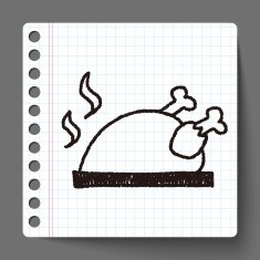 Roast chicken doodle drawing N4