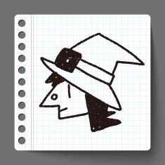 witch doodle drawing N3