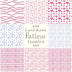 Stock Vector hand drawn seamless patterns