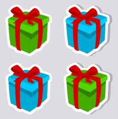 sticker colorful gifts with and without shadow N2