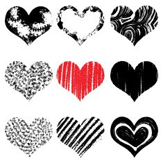 hand drawn hearts set N3