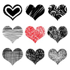 hand drawn hearts set N5