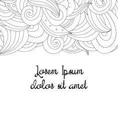 Hand drawn black and white doodle border illustration