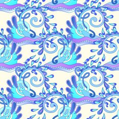 seamless decorative aquatic blue wave with sparks and drops back