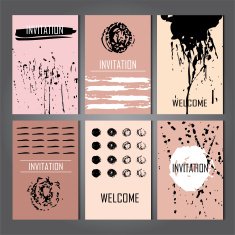 Set of Trendy Posters with hand drawn Background