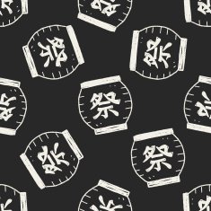 Chinese decorative lantern doodle seamless pattern background N3