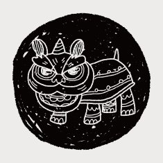 Chinese New Year The dragon and lion dancing head doodle N16