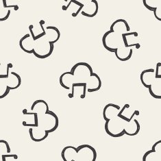 cloud music doodle seamless pattern background N2