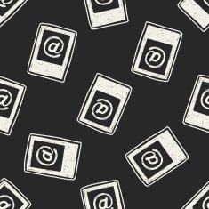 Doodle At sign seamless pattern background N2