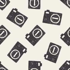 doodle camera seamless pattern background