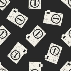 doodle camera seamless pattern background N2