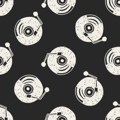doodle music disk seamless pattern background