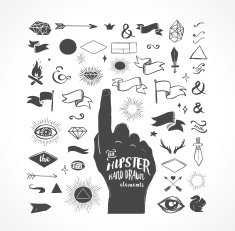 Hipster hand drawn shapes icons elements