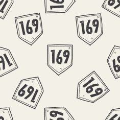 doodle road sign seamless pattern background