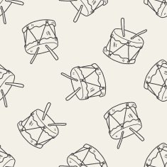 drum doodle seamless pattern background