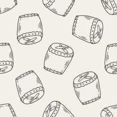 drum doodle seamless pattern background N2