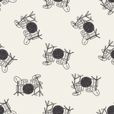 drum doodle seamless pattern background N3