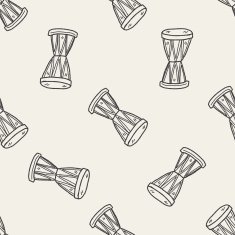drum doodle seamless pattern background N6