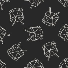drum doodle seamless pattern background N8