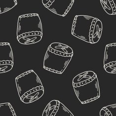 drum doodle seamless pattern background N9