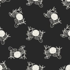 drum doodle seamless pattern background N10