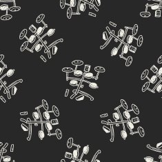 drum doodle seamless pattern background N12