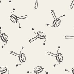drum toy doodle seamless pattern background