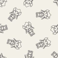 Dutch woman doodle seamless pattern background