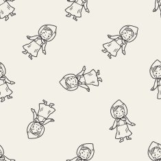 Dutch woman doodle seamless pattern background N2
