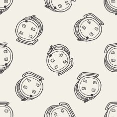 Extension cord doodle seamless pattern background N2