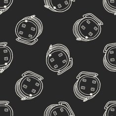 Extension cord doodle seamless pattern background N4