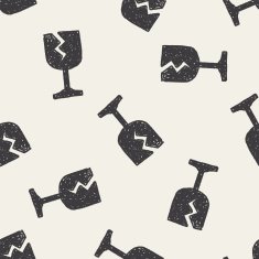 fragile glasses doodle seamless pattern background