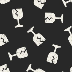 fragile glasses doodle seamless pattern background N2