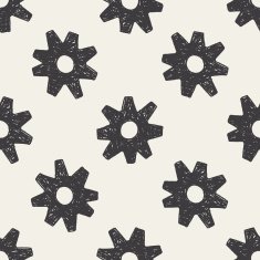 gear doodle seamless pattern background
