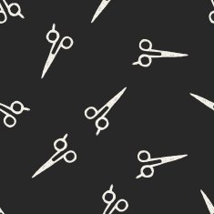 Hair cutting scissor doodle seamless pattern background