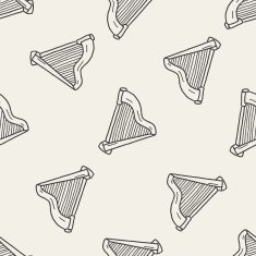 harp doodle seamless pattern background