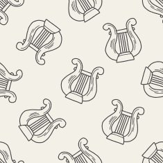 harp doodle seamless pattern background N2