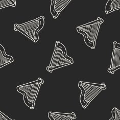 harp doodle seamless pattern background N3